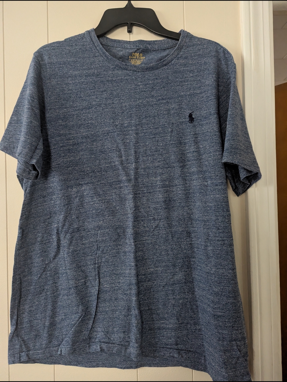 Polo by Ralph Lauren Men's Heathered Blue Crewneck T‑Shirt